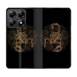 Housse Cuir Portefeuille Pour Xiaomi 14T Animal Scorpion Fresque