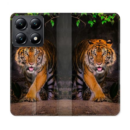 Housse Cuir Portefeuille Pour Xiaomi 14T Animal Tigre Jungle
