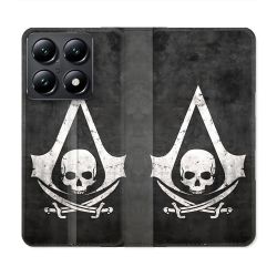 Housse Cuir Portefeuille Pour Xiaomi 14T Assassin Creed Tete Mort
