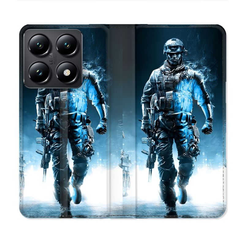 Housse Cuir Portefeuille Pour Xiaomi 14T Call Of Duty Guerrier