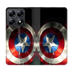 Housse Cuir Portefeuille Pour Xiaomi 14T Captain America Bouclier