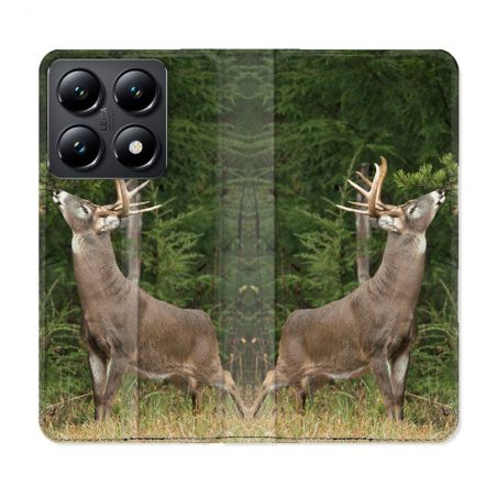 Housse Cuir Portefeuille Pour Xiaomi 14T Chasse Cerf