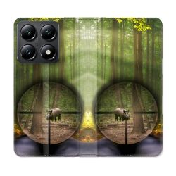 Housse Cuir Portefeuille Pour Xiaomi 14T Chasse Sanglier Viseur