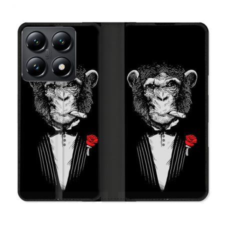 Housse Cuir Portefeuille Pour Xiaomi 14T Decale Singe Mafia