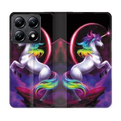 Housse Cuir Portefeuille Pour Xiaomi 14T Fantastique Licorne Arc en ciel