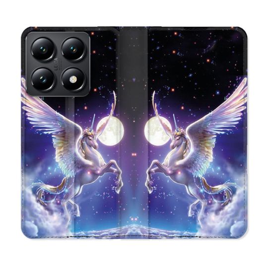 Housse Cuir Portefeuille Pour Xiaomi 14T Fantastique Licorne Céleste
