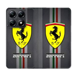 Housse Cuir Portefeuille Pour Xiaomi 14T Ferrari Carbone