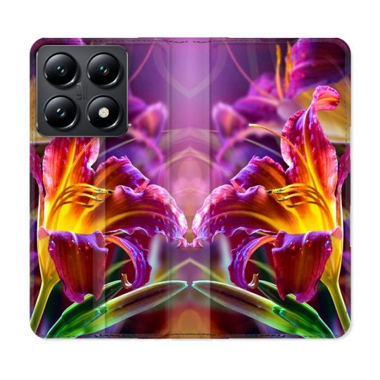 Housse Cuir Portefeuille Pour Xiaomi 14T Fleur Lys Color