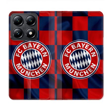 Housse Cuir Portefeuille Pour Xiaomi 14T Foot Bayern Munich Carreaux