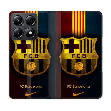 Housse Cuir Portefeuille Pour Xiaomi 14T Foot FC Barcelone Vintage
