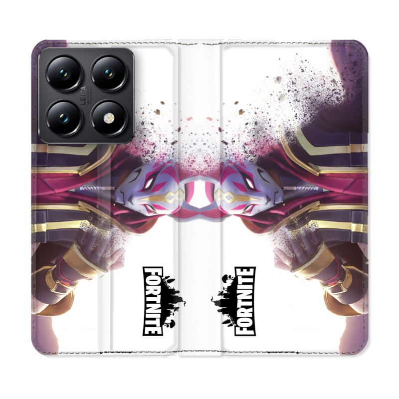 Housse Cuir Portefeuille Pour Xiaomi 14T Fortnite Blanc