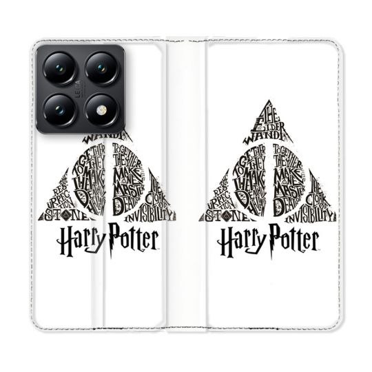 Housse Cuir Portefeuille Pour Xiaomi 14T Harry Potter Hollows triangle Blanc