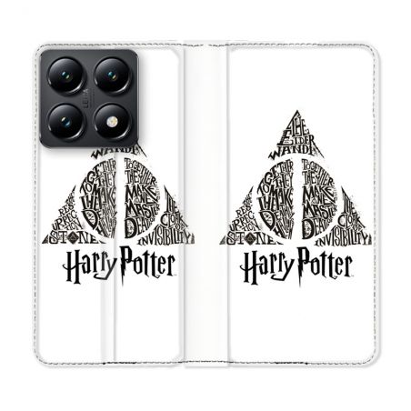 Housse Cuir Portefeuille Pour Xiaomi 14T Harry Potter Hollows triangle Blanc