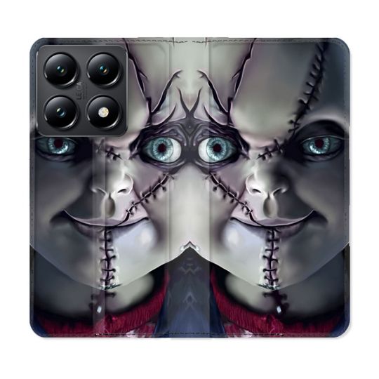 Housse Cuir Portefeuille Pour Xiaomi 14T Horreur Chucky Cicatrice