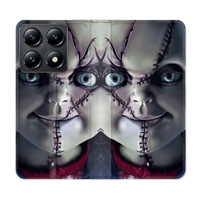 Housse Cuir Portefeuille Pour Xiaomi 14T Horreur Chucky Cicatrice