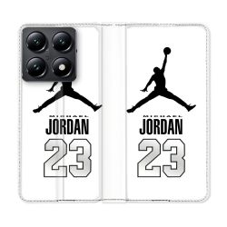 Housse Cuir Portefeuille Pour Xiaomi 14T Jordan 23 Blanc