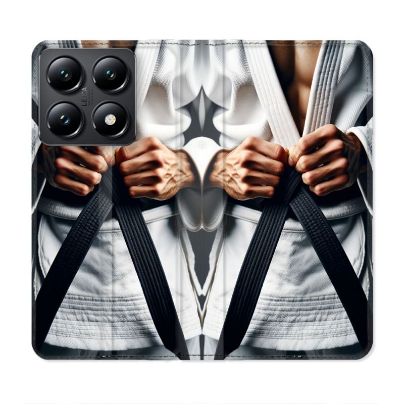 Housse Cuir Portefeuille Pour Xiaomi 14T Kimono Ceinture