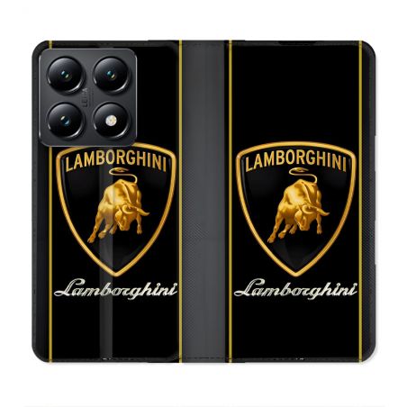 Housse Cuir Portefeuille Pour Xiaomi 14T Lamborghini Carbone