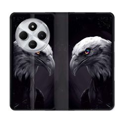 Housse Cuir Portefeuille Pour Xiaomi Redmi 14C 4G Animal Aigle Royal Noir