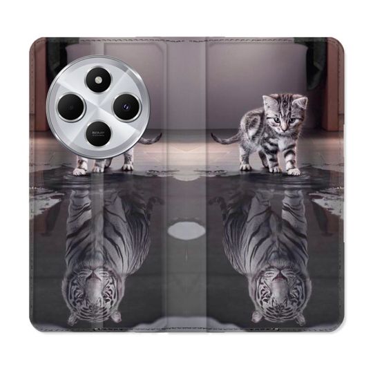 Housse Cuir Portefeuille Pour Xiaomi Redmi 14C 4G Animal Chat Reflet