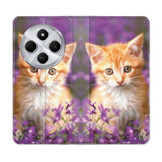 Housse Cuir Portefeuille Pour Xiaomi Redmi 14C 4G Animal Chat Violet