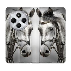 Housse Cuir Portefeuille Pour Xiaomi Redmi 14C 4G Animal Cheval Blanc