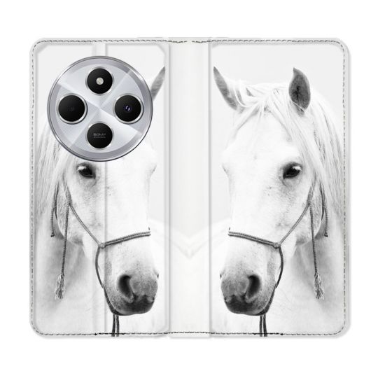 Housse Cuir Portefeuille Pour Xiaomi Redmi 14C 4G Animal Cheval Cristal