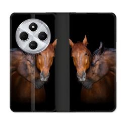 Housse Cuir Portefeuille Pour Xiaomi Redmi 14C 4G Animal Cheval Marron