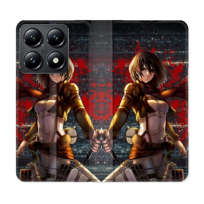 Housse Cuir Portefeuille Pour Xiaomi 14T Manga Attaque Titans Mikasa