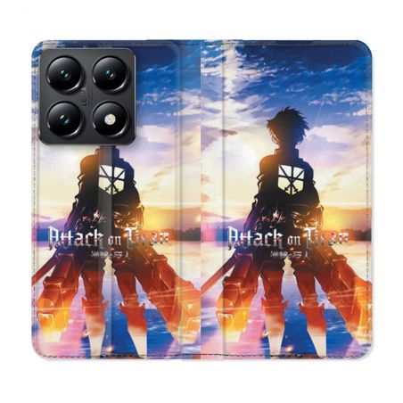 Housse Cuir Portefeuille Pour Xiaomi 14T Manga Attaque Titans Soleil