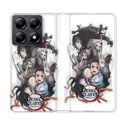 Housse Cuir Portefeuille Pour Xiaomi 14T Manga Demon Slayer Blanc
