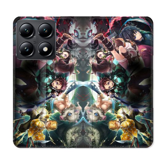 Housse Cuir Portefeuille Pour Xiaomi 14T Manga Demon Slayer Groupe