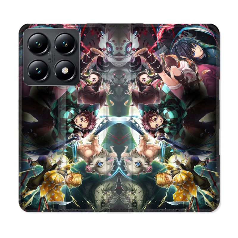 Housse Cuir Portefeuille Pour Xiaomi 14T Manga Demon Slayer Groupe