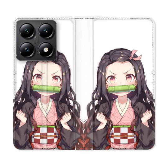 Housse Cuir Portefeuille Pour Xiaomi 14T Manga Demon Slayer Nezuko