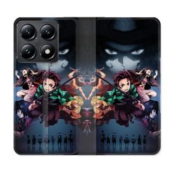 Housse Cuir Portefeuille Pour Xiaomi 14T Manga Demon Slayer Noir
