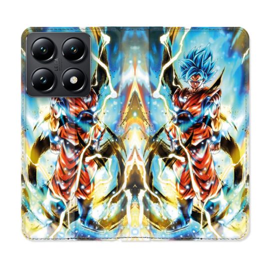 Housse Cuir Portefeuille Pour Xiaomi 14T Manga Dragon Ball Sangoku Blanc