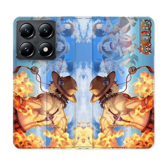 Housse Cuir Portefeuille Pour Xiaomi 14T Manga One Piece Ace Color