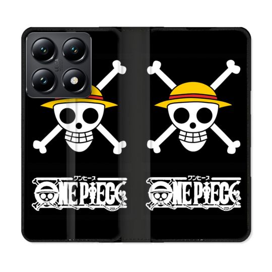 Housse Cuir Portefeuille Pour Xiaomi 14T Manga One Piece Tete de Mort
