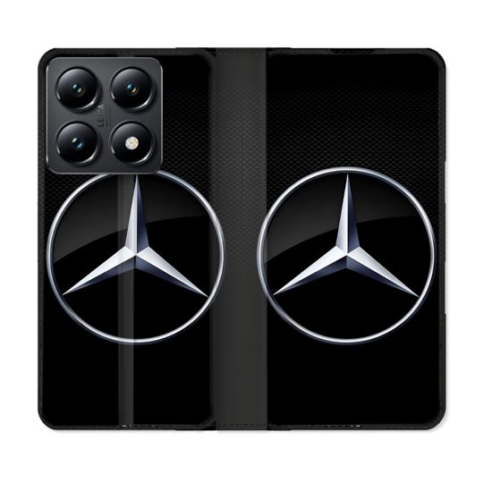 Housse Cuir Portefeuille Pour Xiaomi 14T Mercedes Carbone