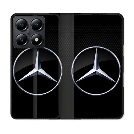 Housse Cuir Portefeuille Pour Xiaomi 14T Mercedes Carbone