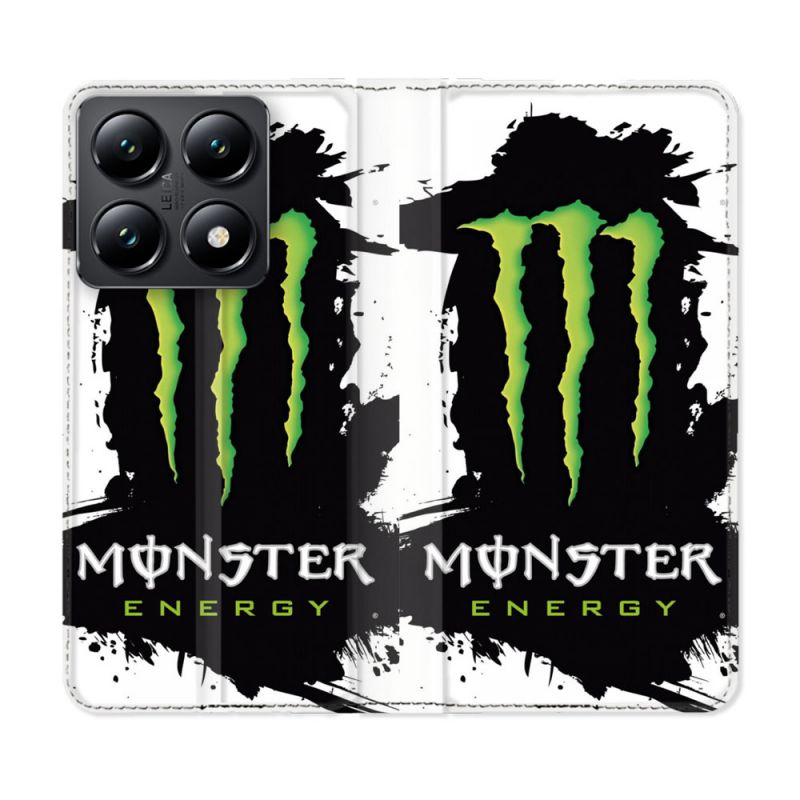 Housse Cuir Portefeuille Pour Xiaomi 14T Monster Energy Tache