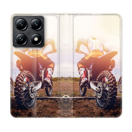 Housse Cuir Portefeuille Pour Xiaomi 14T Moto Cross Soleil