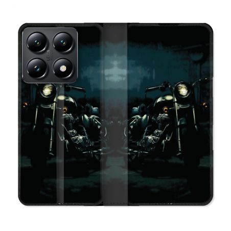 Housse Cuir Portefeuille Pour Xiaomi 14T Moto Harley Vintage