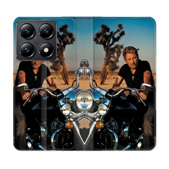 Housse Cuir Portefeuille Pour Xiaomi 14T Musique Johnny Hallyday Moto