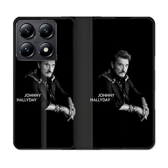 Housse Cuir Portefeuille Pour Xiaomi 14T Musique Johnny Hallyday Noir