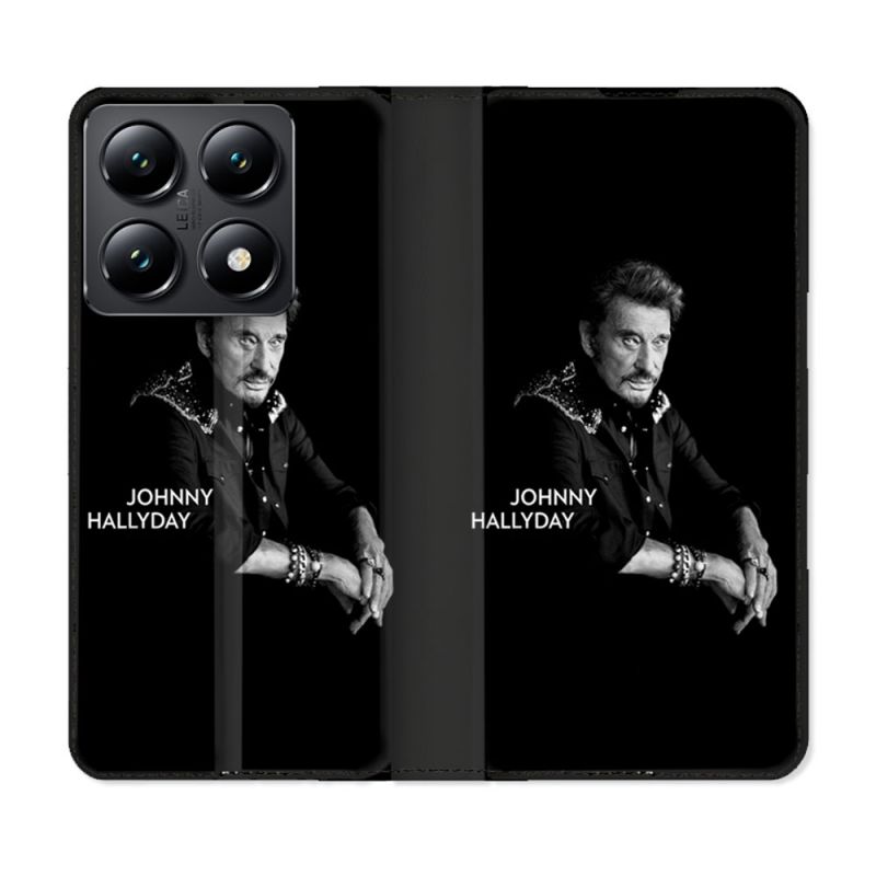 Housse Cuir Portefeuille Pour Xiaomi 14T Musique Johnny Hallyday Noir
