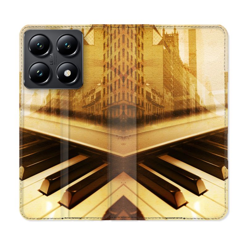 Housse Cuir Portefeuille Pour Xiaomi 14T Musique Piano Retro