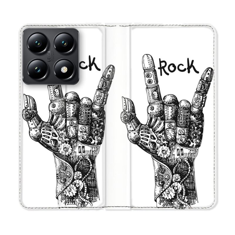 Housse Cuir Portefeuille Pour Xiaomi 14T Musique Rock Main