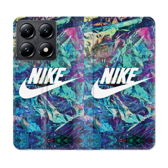 Housse Cuir Portefeuille Pour Xiaomi 14T Nike Turquoise