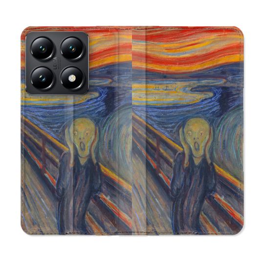 Housse Cuir Portefeuille Pour Xiaomi 14T Peinture Le Cri